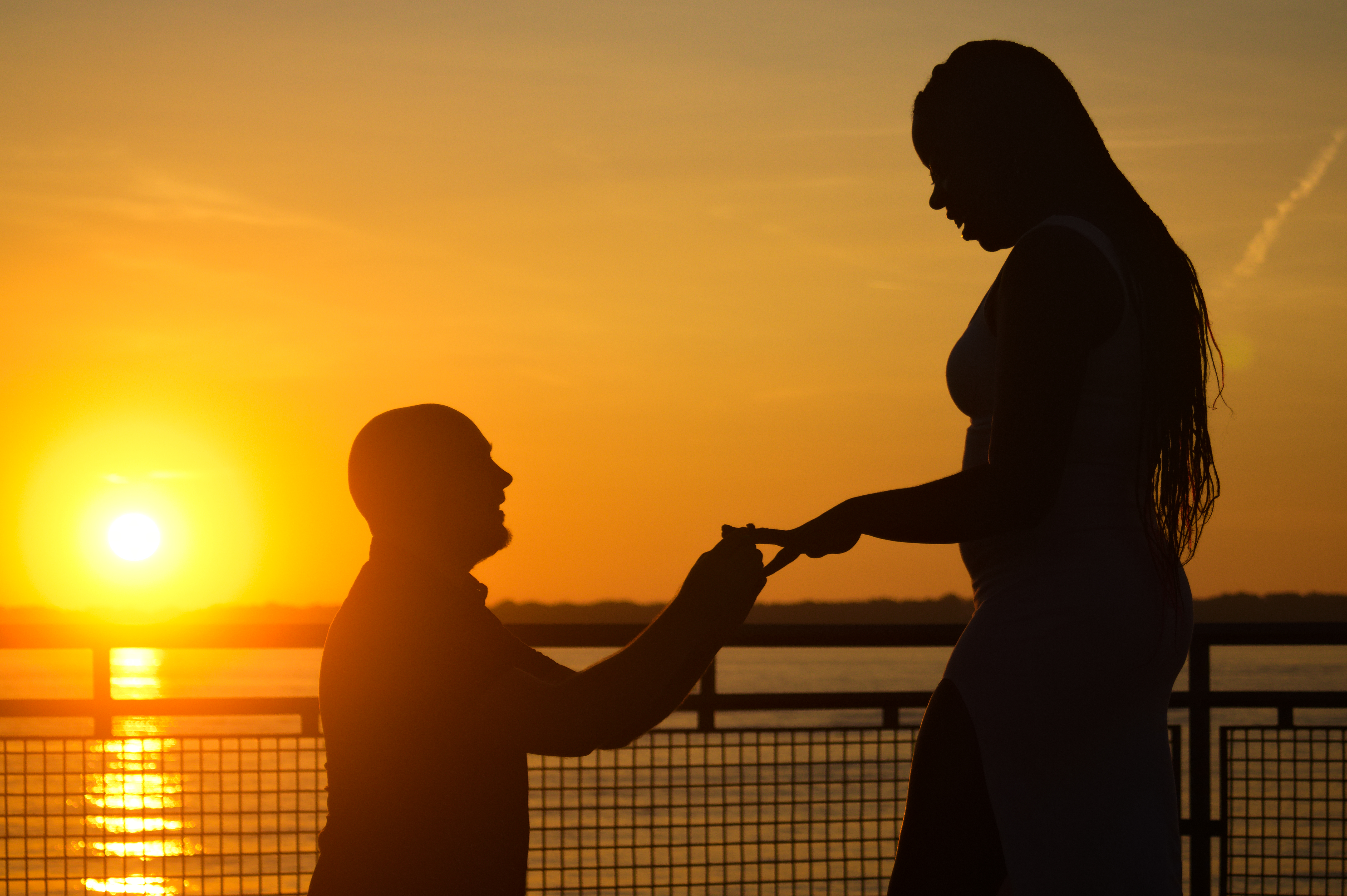 Proposal silhouette sunset pier